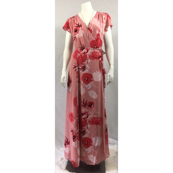 ❤️Floral Wrap Dress Perfect for Valentines Day or Easter Eva Mendez 🌸💐🌺🌷🌹🌻🥀 - Picture 2 of 6